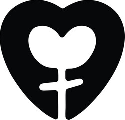 Heart embracing female Venus symbol representing love and femininity