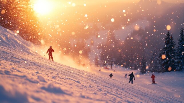 Skiers at a ski slope