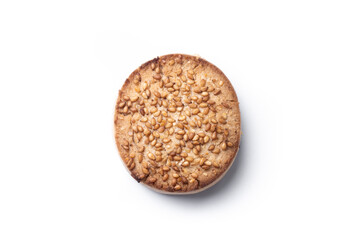 Traditional Spanish mantecados dessert or Christmas shortbread cookies isolated on white background