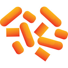 Scattered Orange Pill Capsules and Rectangles with Smooth Edges on a Transparent Background Vibrant Health and Medicine Concept