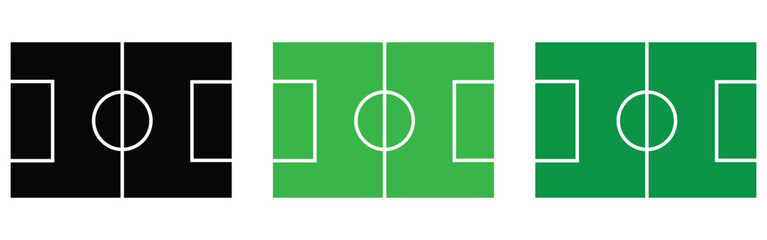 Football and Soccer Field Vector Illustration – Green and Outline Pitch Design, Stadium Layout, Match and League Scheme Icon SetWeb