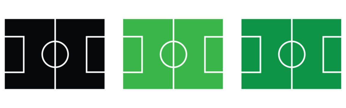Football and Soccer Field Vector Illustration &ndash; Green and Outline Pitch Design, Stadium Layout, Match and League Scheme Icon SetWeb