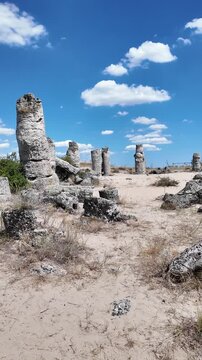 Summer view of rock formation Pobiti Kamani (Upright Stones), Varna region, Bulgaria