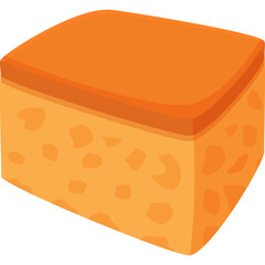 Orange Sponge Icon With Porous Texture On White Background Isolated Object