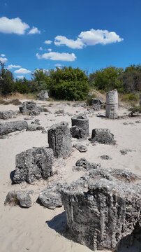 Summer view of rock formation Pobiti Kamani (Upright Stones), Varna region, Bulgaria