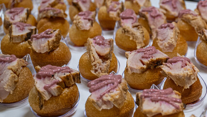Gourmet fish canapés ready to enjoy