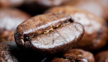 Obraz premium Close-up of a Roasted Coffee Bean Rich Details and Texture