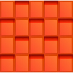 Seamless Orange Red Grid Pattern With Subtle Shadows And Highlights Giving A 3D Effect For Backgrounds And Textures
