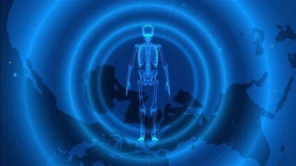 Animated Human Skeleton with Rotating Global Background - Powered by Adobe