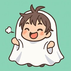 Obraz premium Halloween Ghost Costume for Little Boy