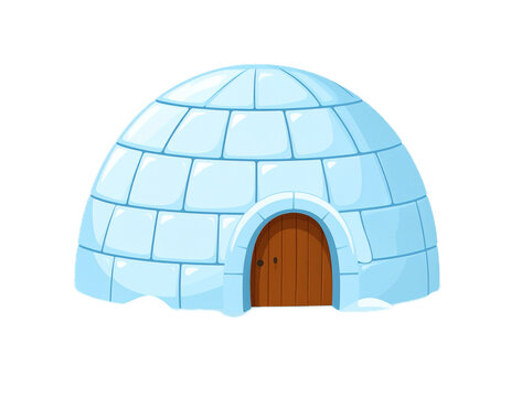 Cartoon ice igloo vector isolated on white. Arctic winter eskimo house iglu on snow. Antarctica, alaska, north pole landscape