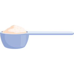 Pale Blue Plastic Scoop Filled With Light Beige Powdered Substance Against A Transparent Background Isolated Vector Illustration