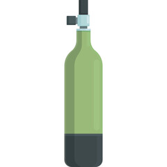 Pale Green Oxygen Tank with Dark Gray Base and Black Valve on Transparent Background