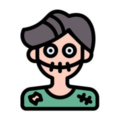 smile monster icon with flat line style