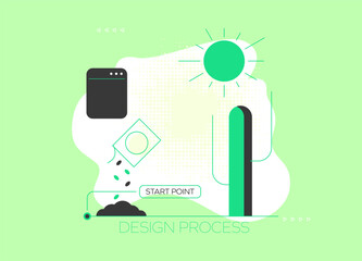 Flat vector illustration communication with production agency