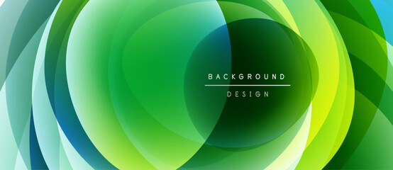 Abstract flowing shapes create dynamic green, blue gradient. Modern design suggests movement, energy, depth. Text reads background design.