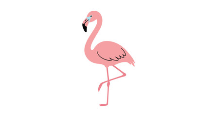 Obraz premium Elegant Pink Flamingo Standing on One Leg Illustration.