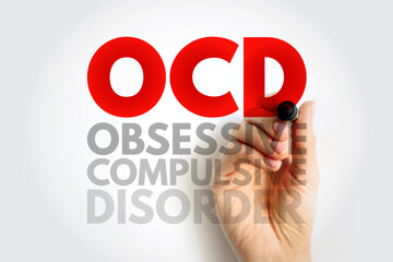 OCD Obsessive Compulsive Disorder - mental and behavioral disorder in which an individual has intrusive thoughts and feels the need to perform certain routines repeatedly, acronym text concept