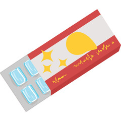 Pack Of Chewing Gum With Yellow Bubble And Sparkling Stars On A Transparent Background