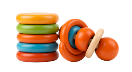 BABY TOYS - Colorful wooden stacking rings toy for toddlers and young children, ideal for early learning and development
