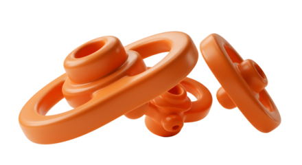 BABY TOYS - Orange plastic steering wheels for children's toys isolated on white background, kids play accessory perfect for creative playtime