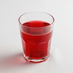 Refreshing red juice served in a clear glass on a white surface, ideal for healthy drinks, diet, and beverage concepts.