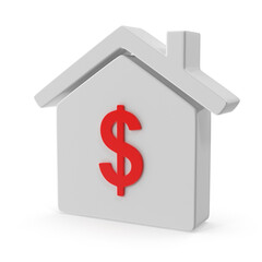 House with Dollar Sign Symbolizing Real Estate Value and Home Finance