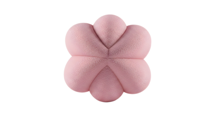 BABY TOYS - Soft pink heart-shaped plush pillow in a four-leaf clover design on white background, perfect for romantic or Valentine's Day decor
