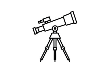 Classic telescope on tripod for astronomy and scientific exploration icon isolated on white background