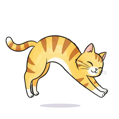 Chibi Style Cat Waking Up and Stretching