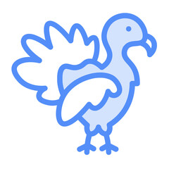 rooster icon with lineal color style