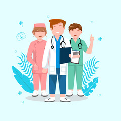 illustration the team of doctor