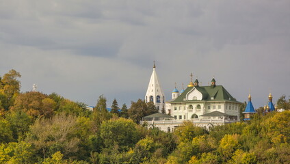Old Russian-style terrace in the autumn park