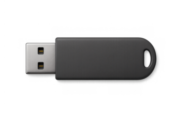 Usb portable memory stick offering convenient digital data storage and transfer. Black flash drive on a transparent background