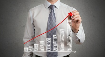 Financial Growth Chart Businessman Pointing to Upward Trend