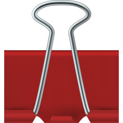 Silver Metal Binder Clip on Red Background with Transparent Background