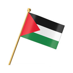 Palestinian Flag on Golden Pole - National Symbol
