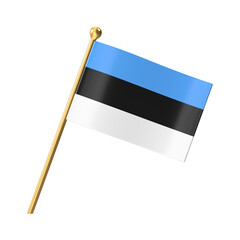 Estonian Flag on Golden Pole, 3D Rendered