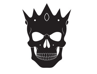 Crown Skull icon in silhouette white background.