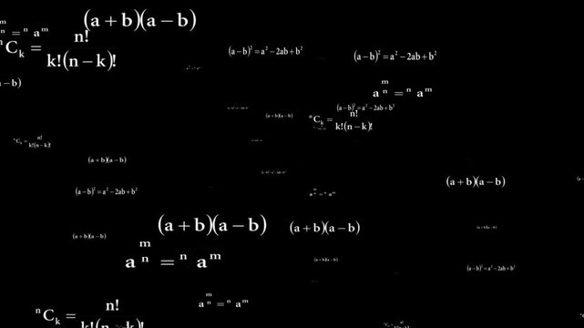 Abstract Math and Science Background with Formulas, Equations, and Numbers &ndash; Education, Learning, and Technology Concept Animation for Teaching, Study, and Academic Projects