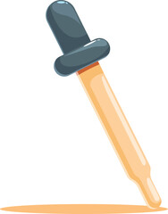 Cartoon pipette casting a shadow on a white background, ideal for scientific or medical themes