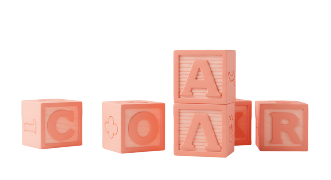 BABY TOYS - Pink alphabet building blocks for baby learning and early education, perfect for kids' playrooms and classrooms