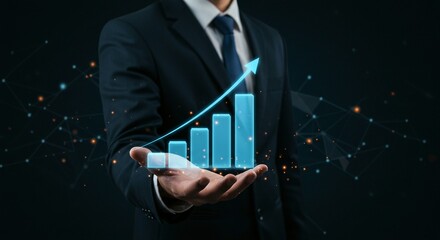Business Growth Chart Held by Professional Man in Suit