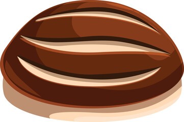 Oval chocolate candy with light stripes is waiting to be eaten as a delicious dessert