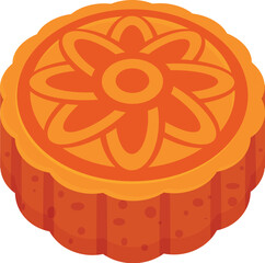 Delicious round mooncake features a traditional floral design, perfect for celebrating the mid autumn festival