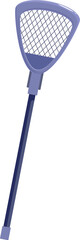 Lacrosse stick with triangular net and long handle, lying on a white background, ready for game action