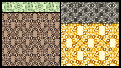 Versatile Abstract Geometric Patterns Set with Floral Motifs in Multiple Colors