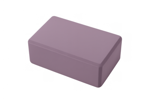Purple foam yoga block assisting in balance and stretching during fitness or pilates exercise