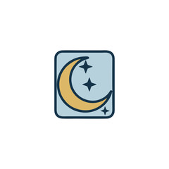 Celestial Night Sky Icon: Crescent Moon and Stars Vector Illustration