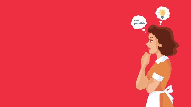 Young woman overthinking about career and future. Flat animation of girl experiencing anxiety and life evaluation.